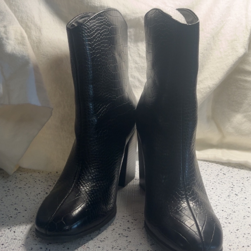Faux leather heels